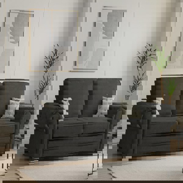 Furnishings For Less Milan Chesterfield Fabric 3 Seater Sofa - Full Back