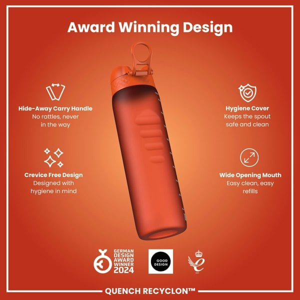 ION8 Leak Proof 1 litre Water Bottle, Recyclon, Hearty Orange, 1L