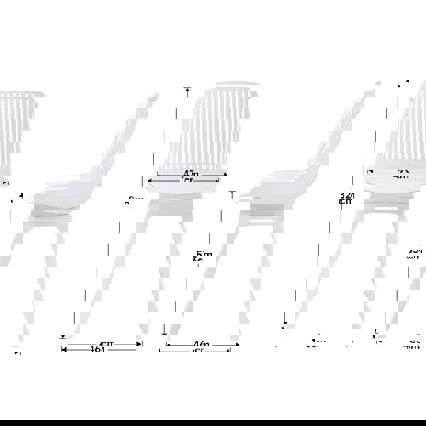 Classic White Plastic Chair, Set of Four, Durable and Lightweight Living and Home