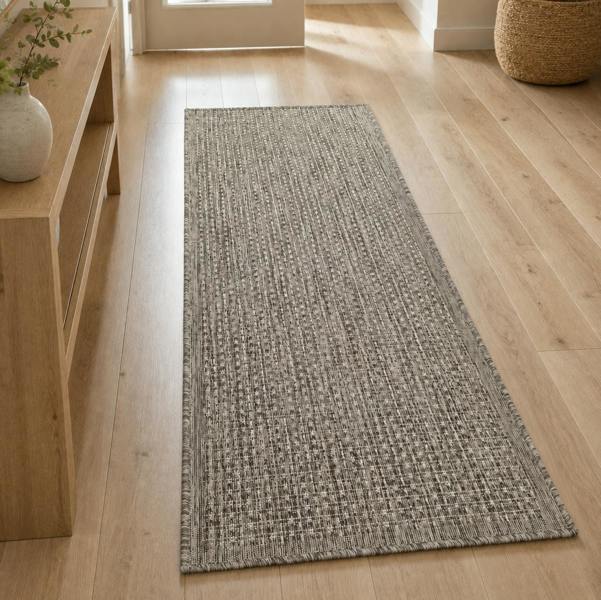 Non-Slip Taupe Brown Rug Plain Solid Design Flat Weave Kitchen Dining Room Living Room Area Mat