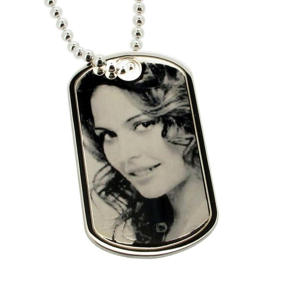 Christopher James of London Sterling Silver Special Date Calendar & Photo Engraved Dog Tag With Front Phrase Choice
