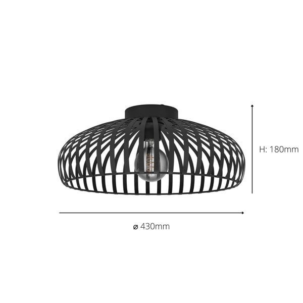 EGLO Mogano 3 Wireframe Black Flush Ceiling Light ⌀: 43cm