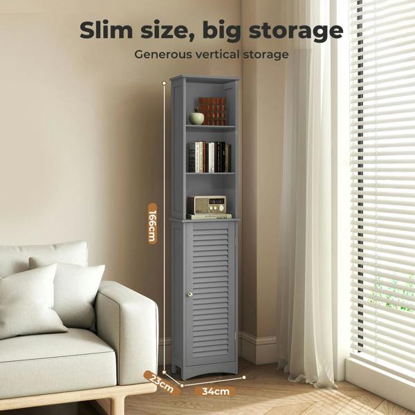 Levede Tall Bathroom Cabinet Slim Freestanding Bathroom Storage Cupboard Unit
