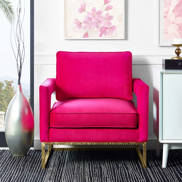 Furniture Edit Avery Pink Velvet Chair With Polished Gold Base