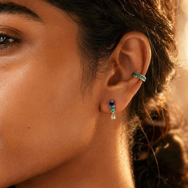 Gold Trip Rainbow Multi Gemstone Asymmetric Earrings
