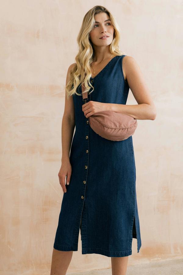 Lily & Me Erica Button Through Denim Midi Dress