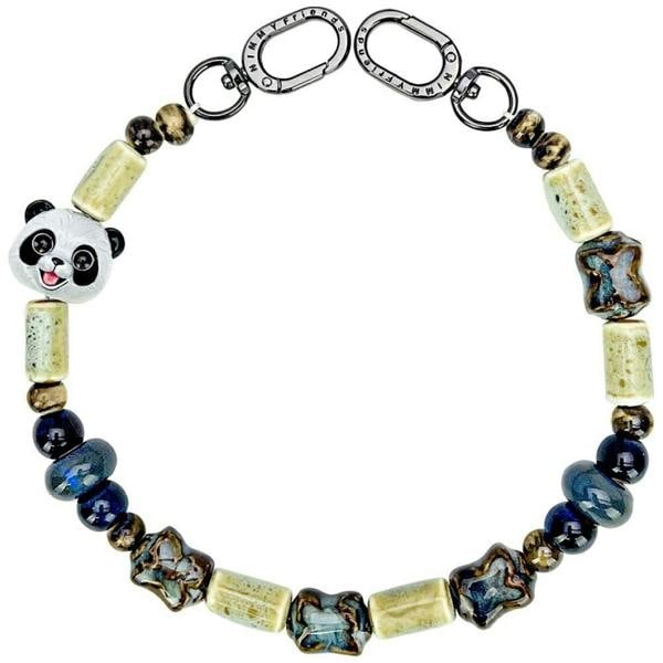 Nimmy Friends Nimmy Big Eye Cute Pet Travel Panda Mobile Phone Chain Bag Charm Ceramic Bracelet Black - N-XDY-SL-06