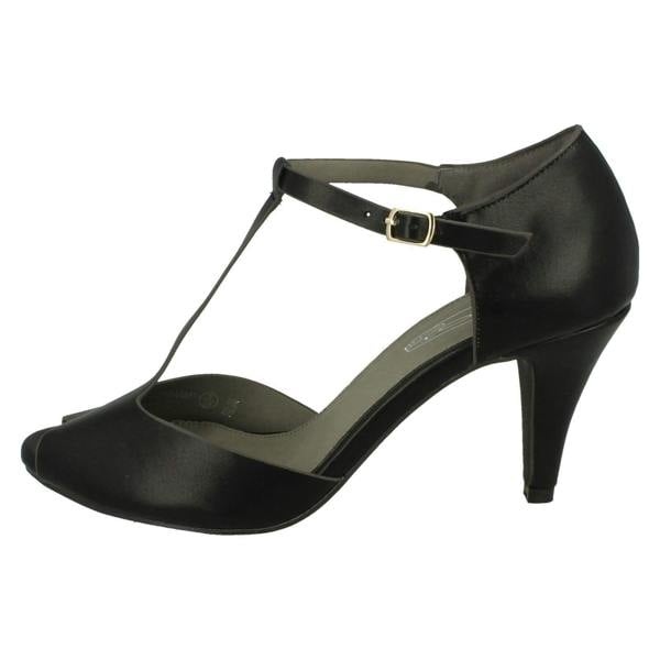 Spot On Ladies Spot On Heeled Peep-Toe Shoes