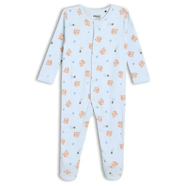 Baby Boys 2pk Teddy Bear Printed Sleepsuit, Multicolour - Minicuddles