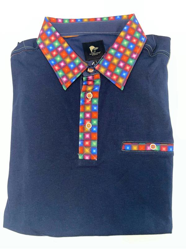 SIGNATURE POLO SHIRT WITH SQUARES INSERT - Claudio Lugli Shirts