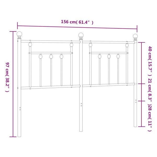 Berkfield Metal Headboard Black 150 cm