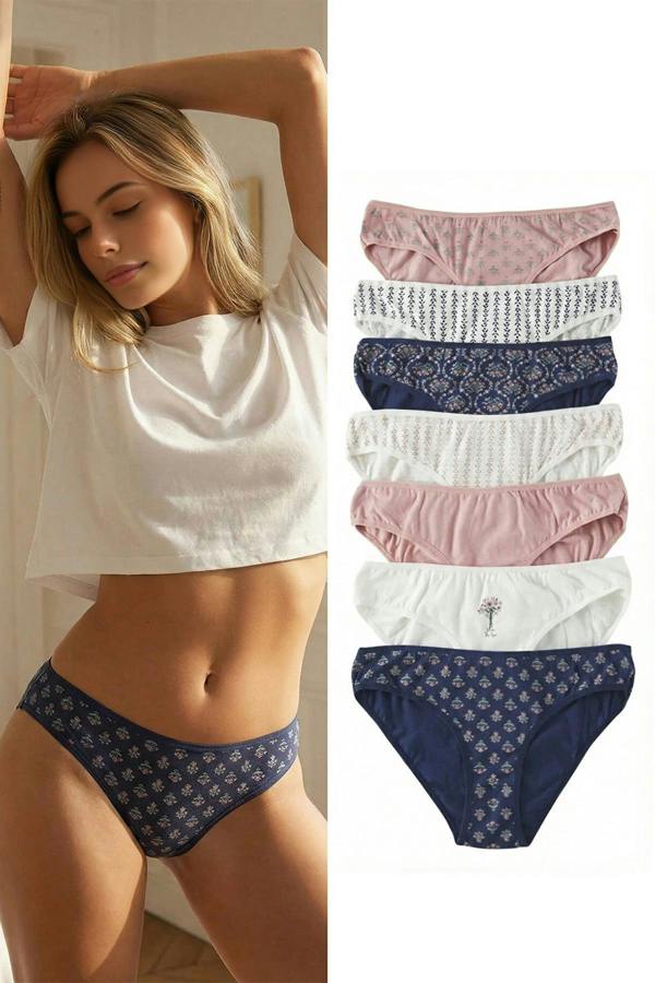 WOVCOR 7-Pack Cotton Classic Knitted Panties with Slogan