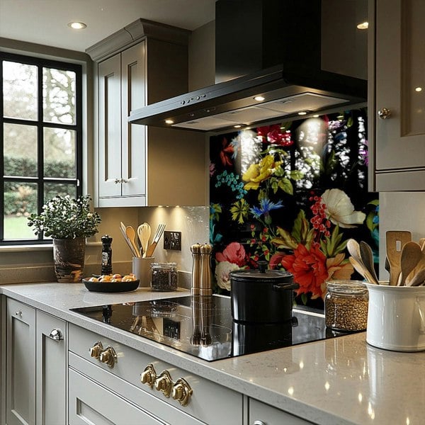 Benjamin Tate Design Bright Vibrant Flowers Splash Back