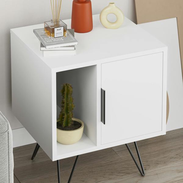 Decortie Glynn Modern Bedside Table with Metal Hairpin Legs Bedroom Nightstand with Storage 50.2cm