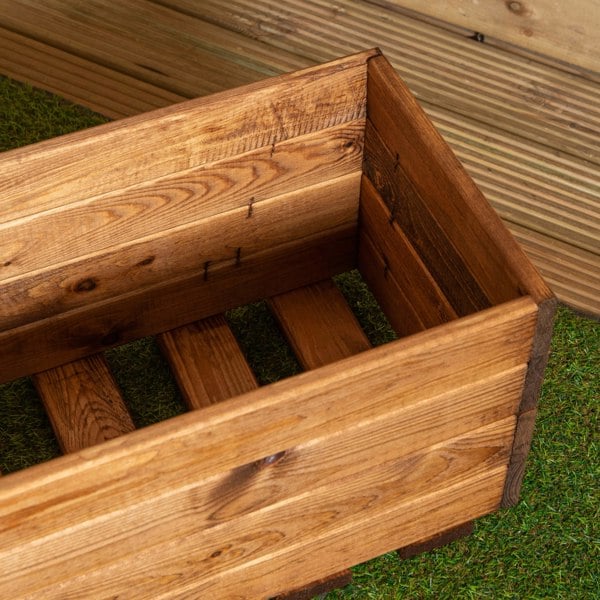 Samuel Alexander Hand Made 78cm x 32cm x 30cm Rustic Wooden Open top Garden Trough Flower Bed Planter