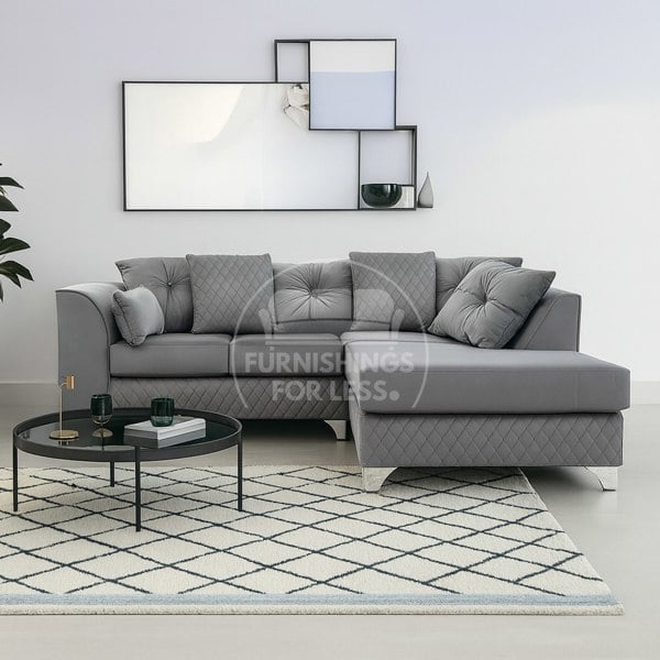 Furnishings For Less Victoria Modern Plush Velvet 4 Seater Corner Sofa