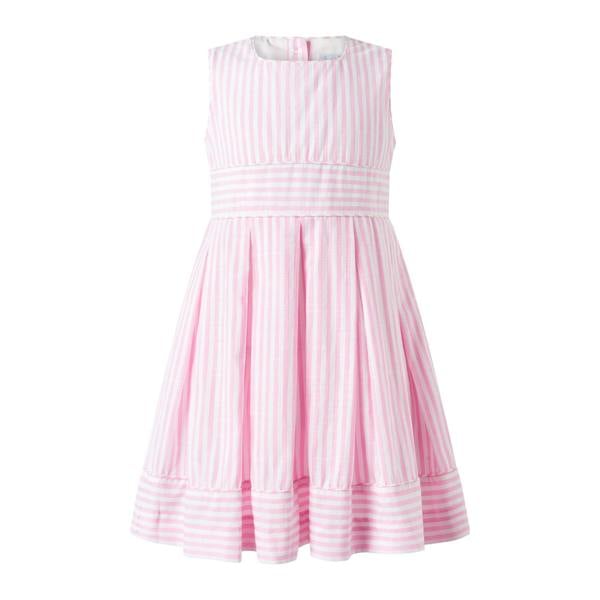 Rachel Riley Pastel Oxford Pleated Stripe Dress