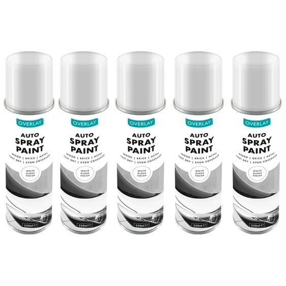 Overlay 5X Overlay Gloss White Auto Professional Spray Paint 250ml