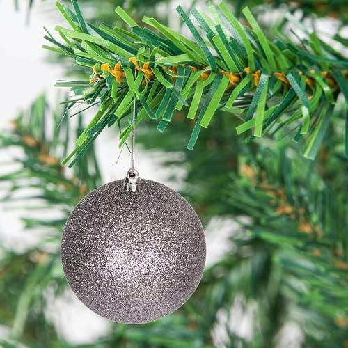 10cm Shatterproof Mid Grey Christmas Baubles, 3 or 6 Pack for Trees and Festive Displays image 4