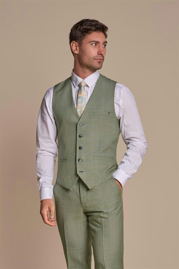 Caridi Sage Waistcoat Front