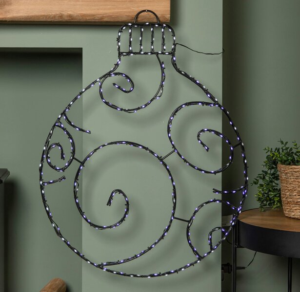 Samuel Alexander 78cm Metal Hanging Christmas Bauble with 245 Static & Twinkling LEDs in Blue & White