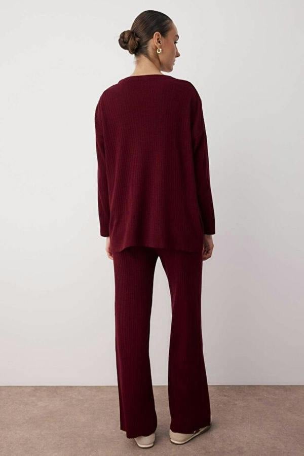 WOVCOR 2-Piece Loose Fit Basic Ribbed Knit Top & Pants Set