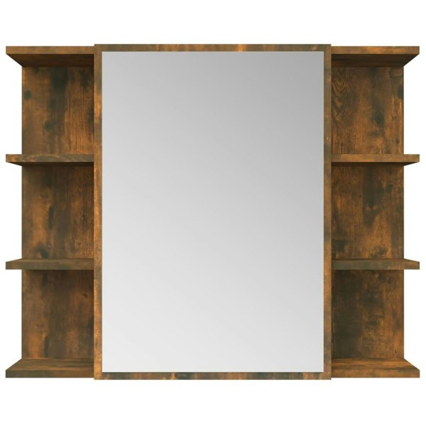 Berkfield Bathroom Mirror Cabinet Smoked Oak 80x20.5x64 cm Engineered Wood