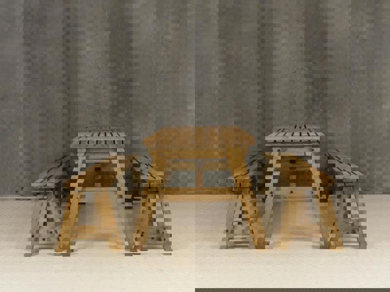 Victoria Picnic Table and Benches Set – Rustic Finish Wooden Outdoor Dining Set for Gardens, Patios, and Picnics