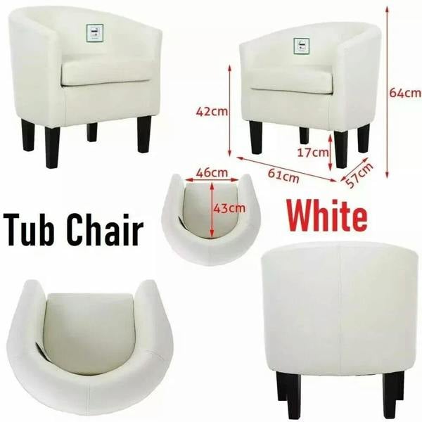 ATEK Adult Faux Leather Tub Chair Armchair White