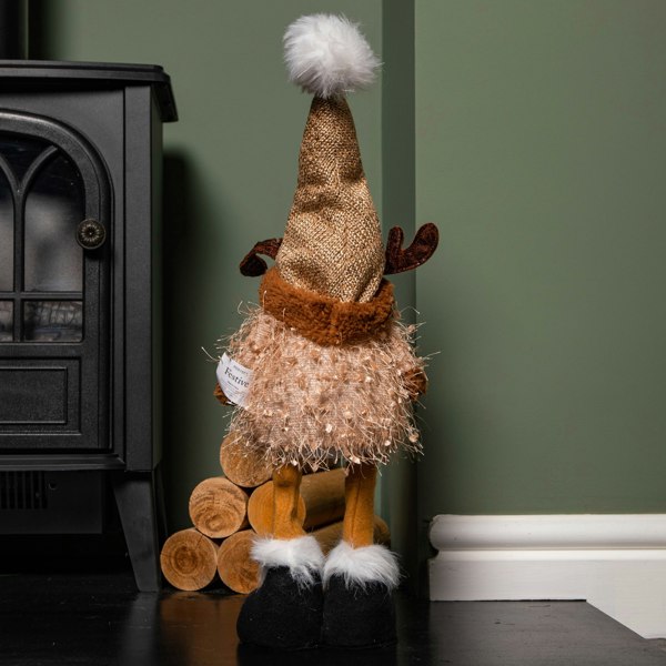 Samuel Alexander 46cm Battery Operated Light up Standing Christmas Reindeer Gonk with Warm White LEDs
