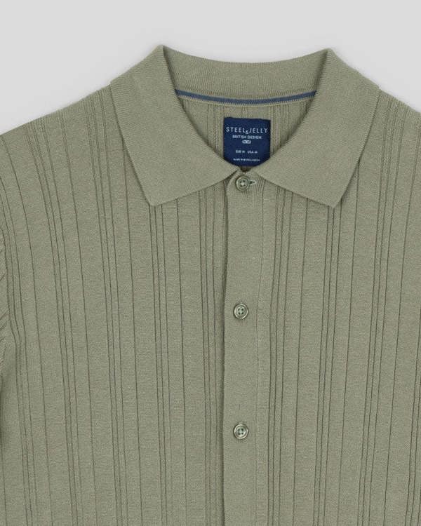 Steel & Jelly Kilburn - Stripe Textured Knitted Short Sleeve Shirt