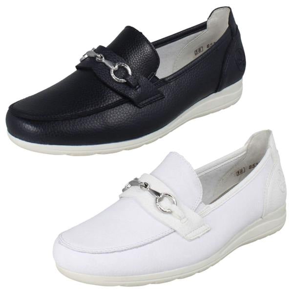 Rieker Womens Casual Flat Loafer Style Slip On Shoes With Chain Detailing L9355