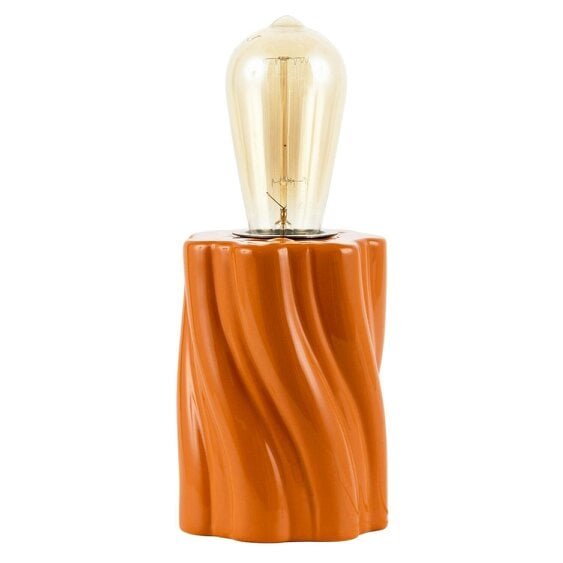 Happy Homewares Burnt Orange Glaze Table Lamp Base with Sculptural Twisted Wave Design