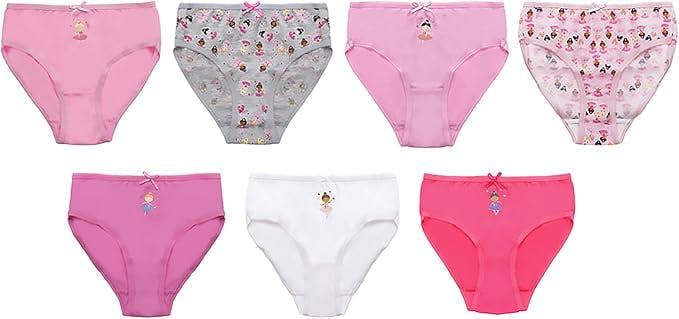KAV Adorable Girls Printed Briefs - Comfortable Cotton Briefs Panties Knickers Underwear for Everyday Wear - Fun and Colorful Designs