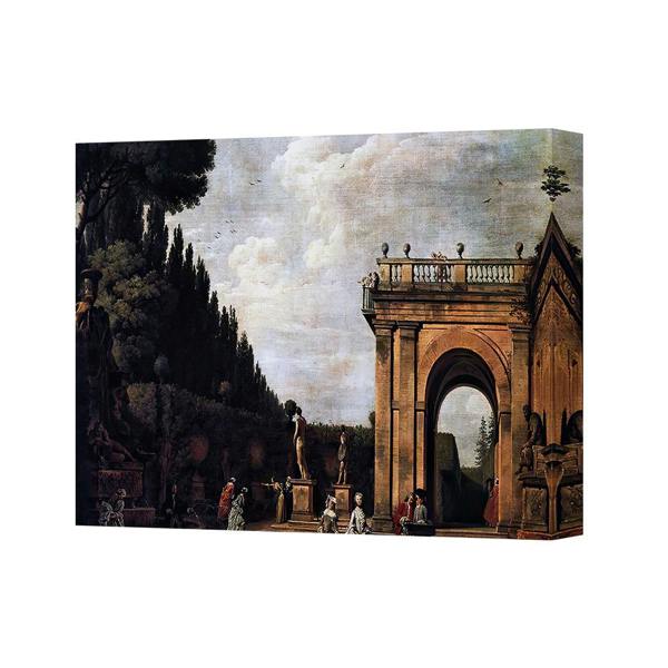 Benjamin Tate Design Classical Garden Arch And Statues Canvas Wall Art Print