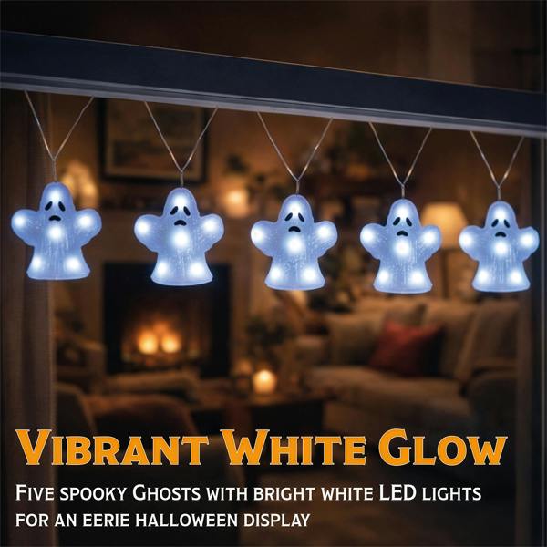 Fxlab Set of 5 Acrylic Ghost Lights with 40 White LED Outdoor Battery Decoration Timer