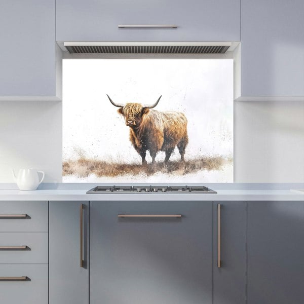 Warren Reed - Designer Highland Cow Watercolour Kitchen Splashback