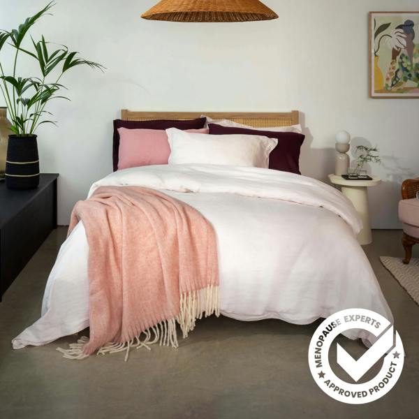 Blush Pink French Linen Bed Sets detail view | Soak and Sleep