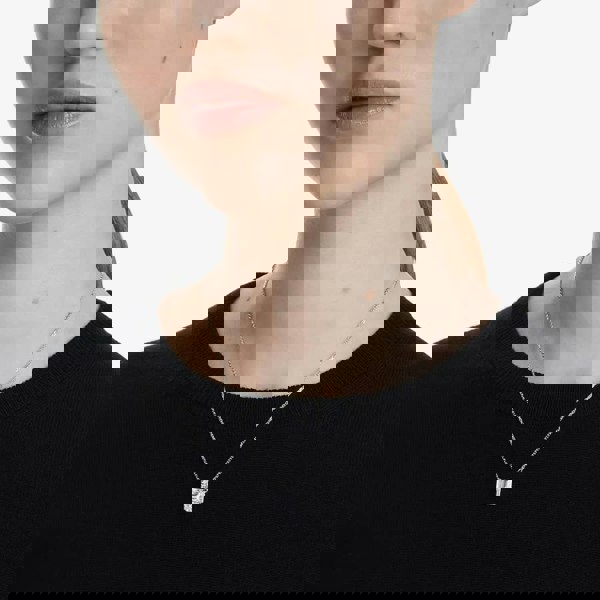 Swarovski Stilla Rhodium Plated White Octagonal Necklace 5693405