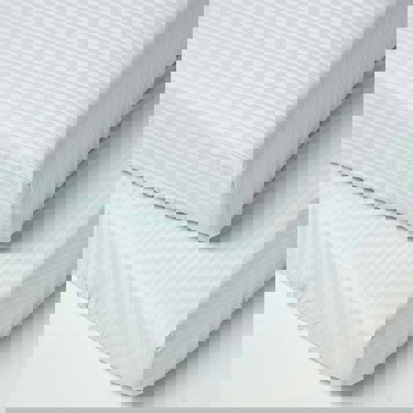 HOMESCAPES Cotton Stripe Fitted Cot Sheets 330 Thread Count, 2 Pack