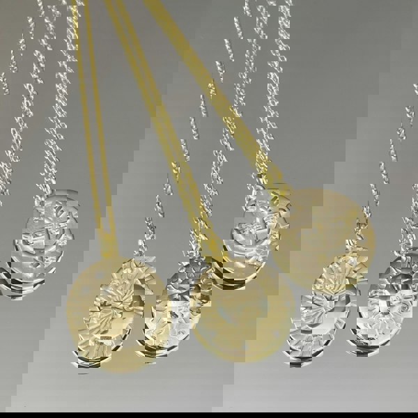 Spero London Moon Embossed Silhouette Sterling Silver Medal Necklace