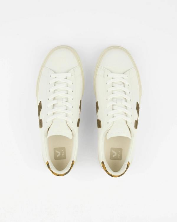 VEJA Campo Leather Womens Trainers - White/Camel Wild Country | CHO | Designer Womens Trainers