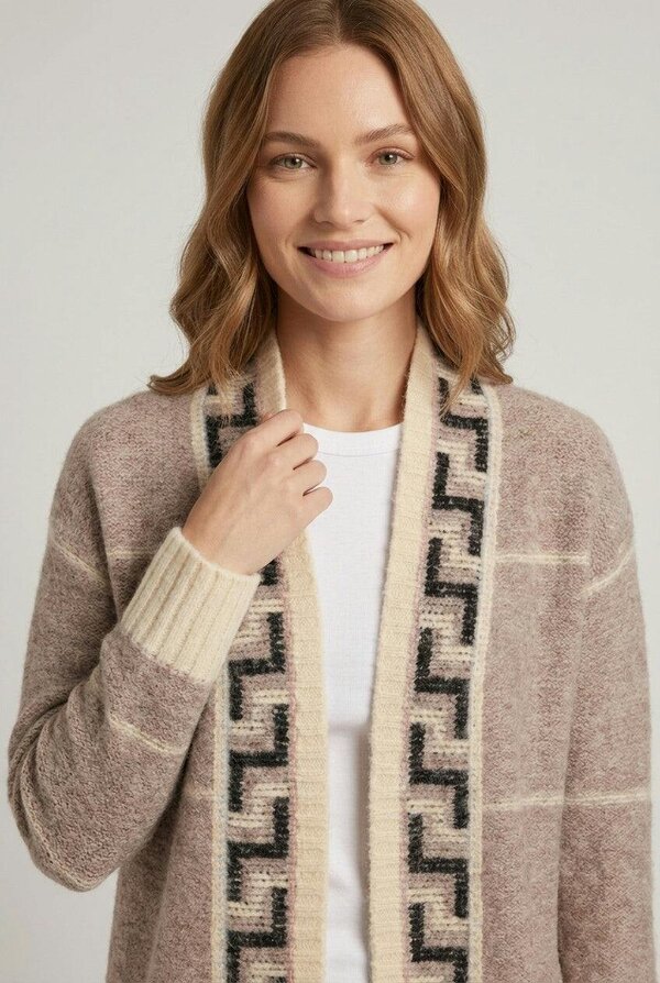 Izabel London Printed Open Front Longline Cardigan