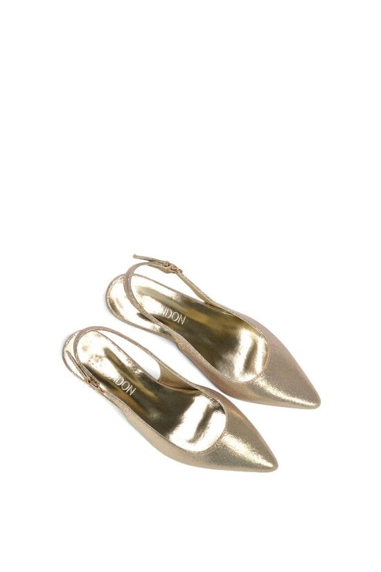 XY LONDON Slingback Kitten Heel Court Shoes With Pointed Toe