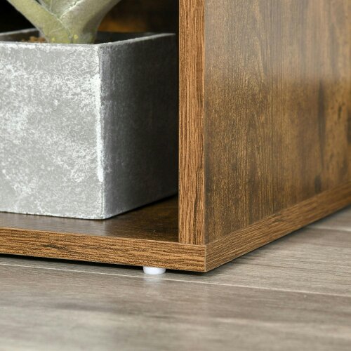 Wyld Haus Kalavi Wood Rustic Brown Cube Bookcase With Cushioned Reading Seat