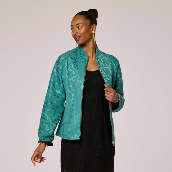 Lioness by TF Elegance Jacquard Jacket - Emerald Green