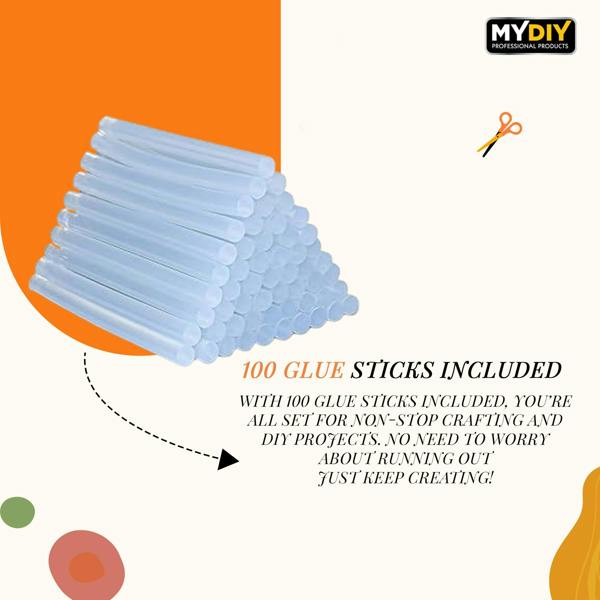 MY DIY PROFESSIONAL PRODUCTS My DIY Hot Glue Gun-100x 7MM Glue Gun Sticks & Built-in Safety Stand Fast Heating Glue Gun Anti Drip Nozzle Mini Melt Gun