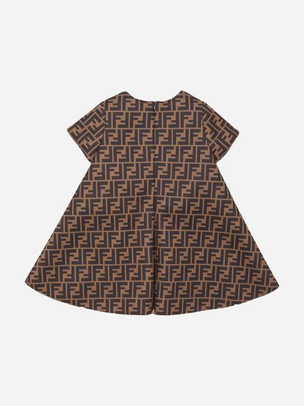 Fendi Kids Fendi Baby Girls FF Logo Dress in Brown