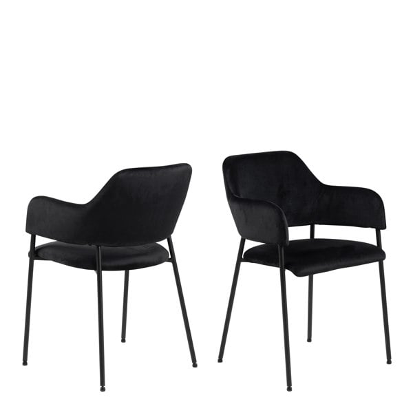 Furniture To Go Lima Dining Chair with Armrest in Black Set of 2
