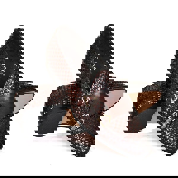 Lorenzo Woven Monk Strap Loafers - Coffee